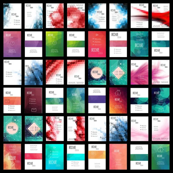 Mega Set of 48 Abstract Flyer Geometric Triangular Green, Red and Blue Modern Backgrounds - EPS10 Brochure Design Templates, Book Covers, Flyer Template Clean and Modern Concept, A4 format Векторная Графика