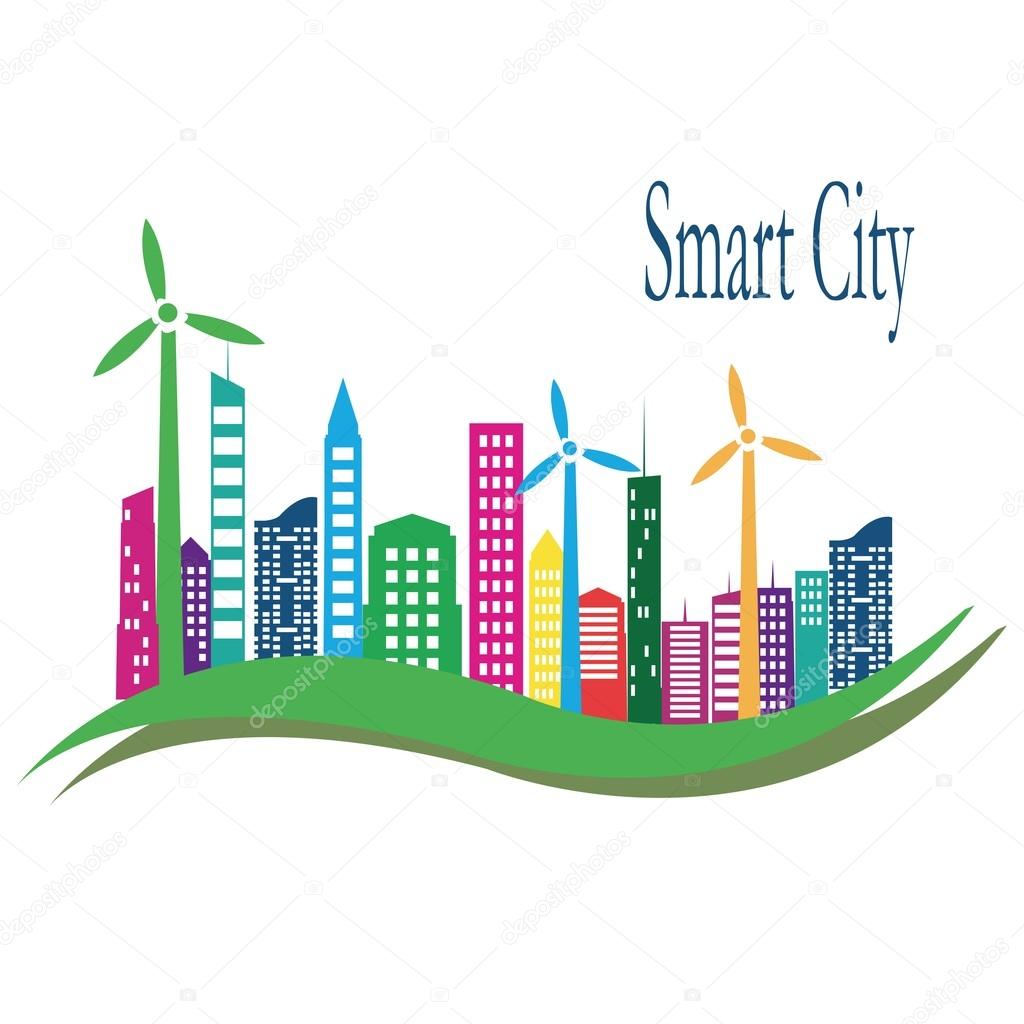 Smart city concept. Colorful vector illustration with internet and connection icons