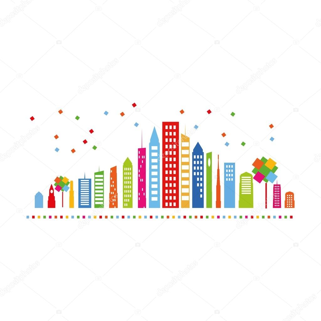 Smart city concept. Colorful vector illustration with internet and connection icons