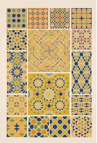 Mega wunderschöne nahtlose Patchwork-Muster aus bunten marokkanischen Fliesen, Ornamenten. Tapete, Web-Seite Hintergrund, Oberfläche textures.cute ethnische Muster. geometrische und marokkanisch inspirierte Dekorelemente. — Stockvektor