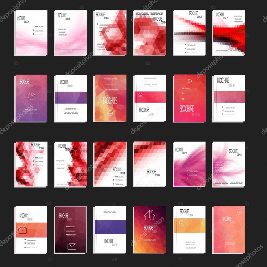 Mega Set of 12 Abstract Flyer Geometric Triangular Pink and Purple Modern Backgrounds - EPS10 Brochure Design Templates,Book Covers, Flyer Template Clean and Modern Concept , A4 format