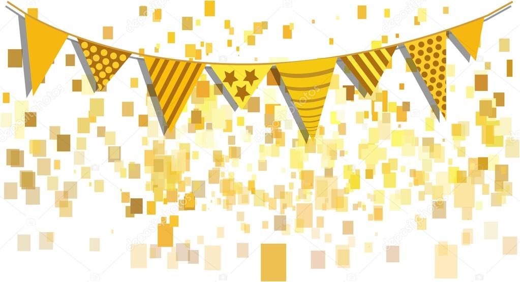 Elegant Party Background with Flags and Confetti Vector Illustration. EPS 10