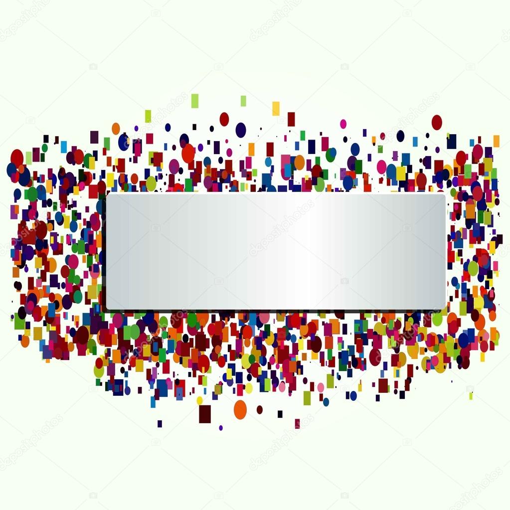 Colorful celebration frame background with confetti and place for your text. Vector background.