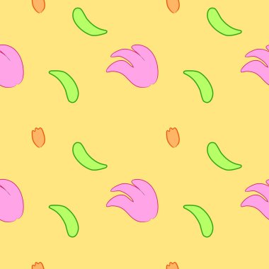 Kusursuz desenli sarı, çiçekler, neşeli, yaz. Arkaplan çizimi, kumaş ya da kağıt için dekoratif tasarım. Süs 