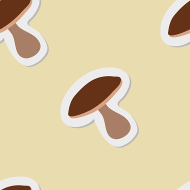 Mantar, sonbahar, hasat. Vektör kusursuz desen. Arkaplan çizimi, kumaş ya da kağıt için dekoratif tasarım. Modern süs.