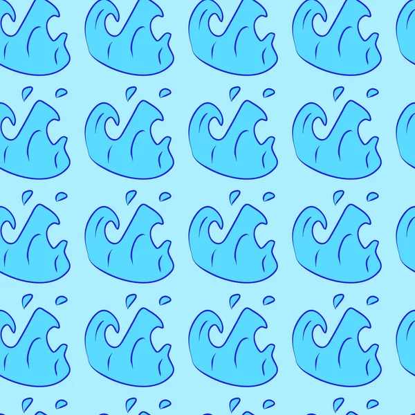 Vector Seamless Pattern Blue Water Background Illustration Decorative Design Fabric — 图库矢量图片