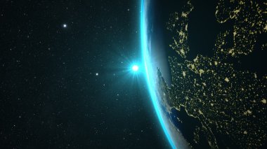 Planet earth ile muhteşem bir günbatımı