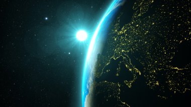 Planet earth ile muhteşem bir günbatımı
