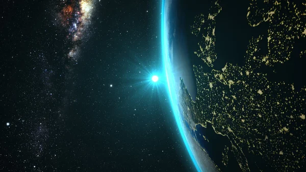 Maa-planeetta upealla auringonlaskulla — kuvapankkivalokuva