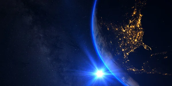 Planet Earth bir muhteşem gün batımı ile görüntülemek ABD ve Kanada