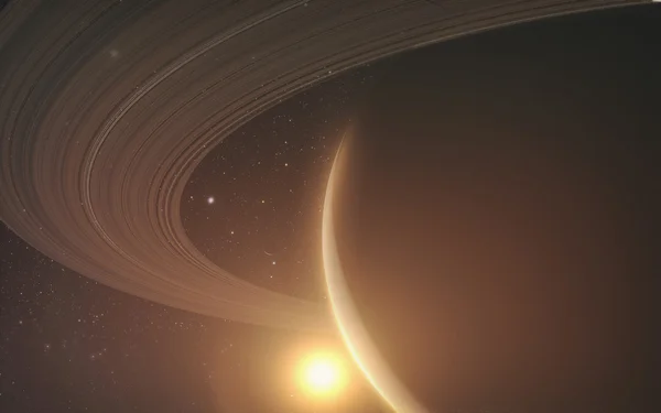 Planeta Saturn împreună cu sateliții săi în spațiu — Fotografie, imagine de stoc