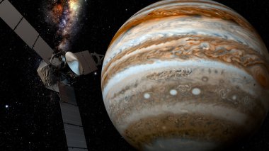 Jüpiter ve juno, 3d render uydu.