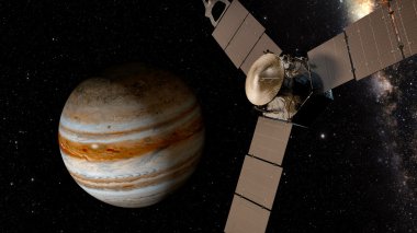 Jüpiter ve juno, 3d render uydu.