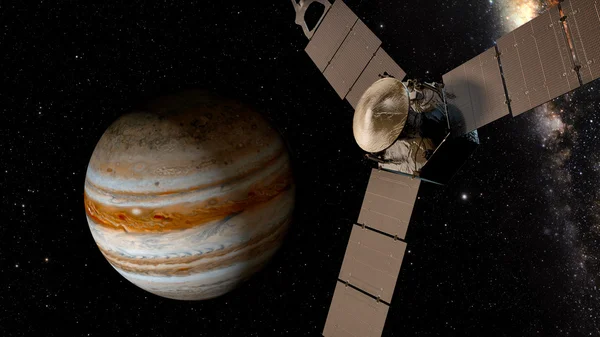 Jupiter et juno satellite, rendu 3D . — Photo