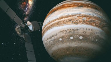 Jüpiter ve juno, 3d render uydu.