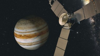 Jüpiter ve juno, 3d render uydu.