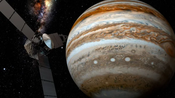 Jupiter et juno satellite, rendu 3D . — Photo
