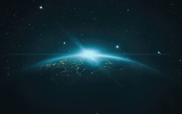 우주에서 지구의 일출 보기 — 스톡 사진