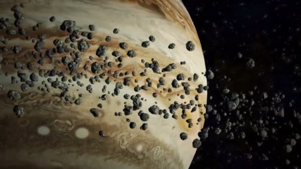 Jupiter och asteroider — Stockvideo