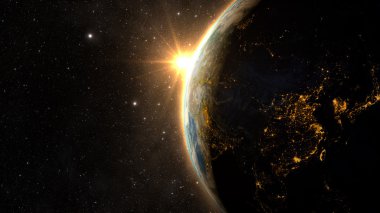 Planet earth ile muhteşem bir günbatımı