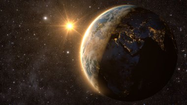 Planet earth ile muhteşem bir günbatımı