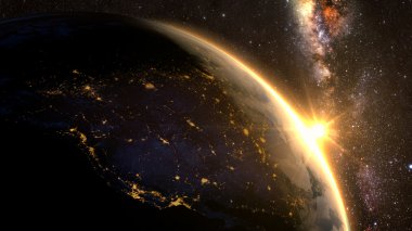 Seyyare yerküre ile muhteşem bir gündoğumu