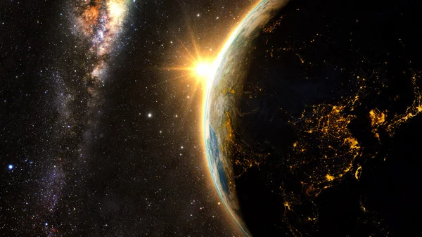 Planeta Pământ cu un apus de soare spectaculos — Fotografie, imagine de stoc