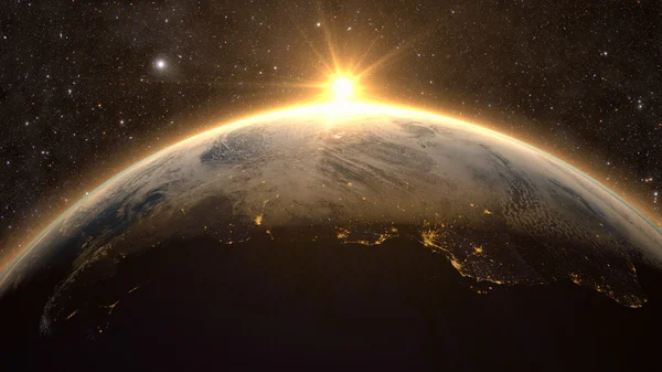 Planeet aarde met een spectaculaire zonsondergang — Stockfoto