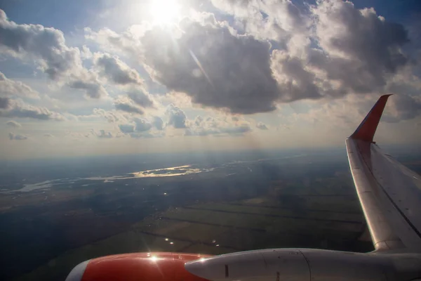 View Plane Sky Clouds Sun — Stock Photo, Image
