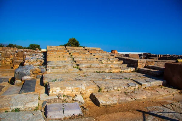 Malia的Minoan宫殿被毁古老的阶梯Malia Palace Archaeological Site Greece Crete Island — 图库照片