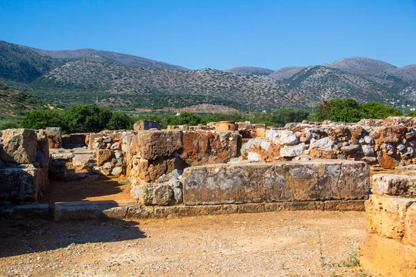 Malia的Minoan宫殿被毁宫殿的古房地的遗迹 Malia Palace Archaeological Site Greece Crete Island — 图库照片