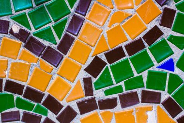 Renkli fayanslardan eski bir mozaiğin arkaplanı.