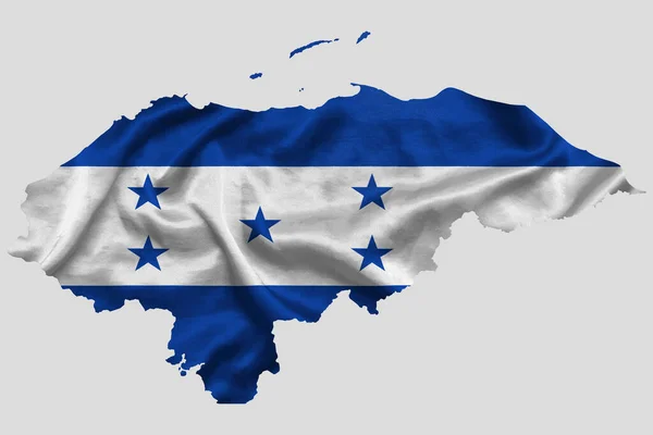 Waving Textile Flag Honduras Fills Country Map White Isolated Background — Stock Photo, Image