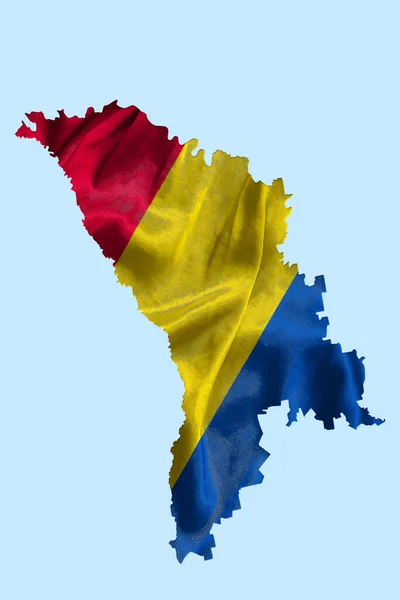 Κυματίζοντας Σημαία Της Μολδαβίας Χάρτη Περίγραμμα Χώρας Εικονογράφηση — Φωτογραφία Αρχείου