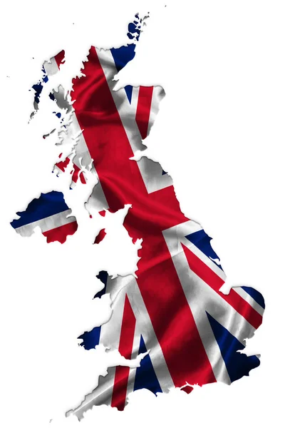 Ondeando Bandera Textil Del Reino Unido Llena Mapa Del País —  Fotos de Stock