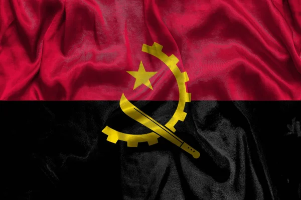 Angola National Flag Background Fabric Texture Flag Angola Waving Wind — Stock Photo, Image