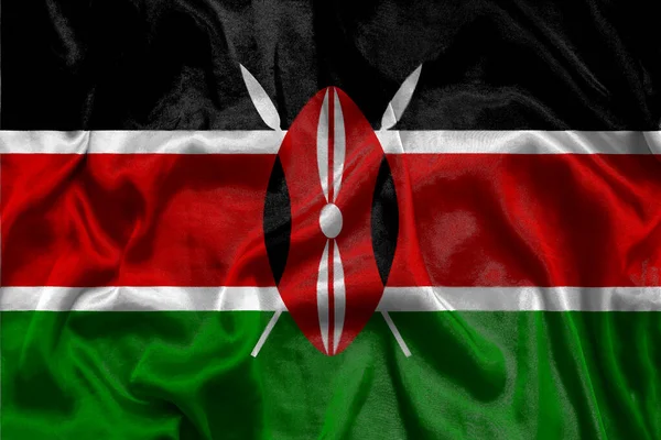 Bandeira Nacional Quênia Fundo Com Textura Tecido Bandeira Quênia Acenando — Fotografia de Stock