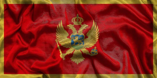 Φόντο Εθνικής Σημαίας Μαυροβουνίου Υφασμάτινη Υφή Σημαία Του Μαυροβουνίου Κυματίζει — Φωτογραφία Αρχείου