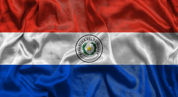 Bandeira Nacional Paraguai Fundo Com Textura Tecido Bandeira Paraguai Acenando — Fotografia de Stock