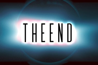 Bu kadar. Parlak çemberli dramatik koyu arkaplan metni