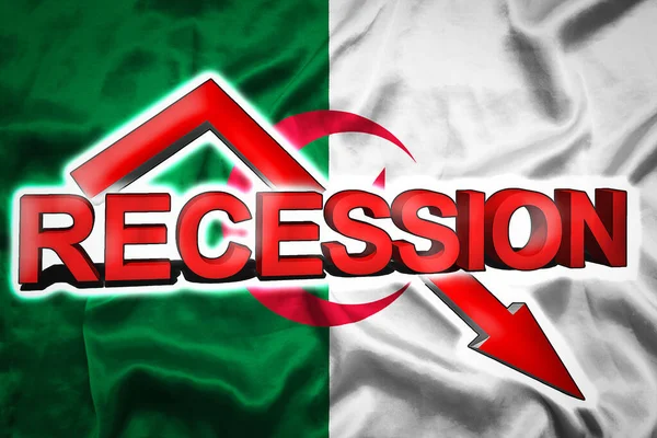 Ekonomisk Kris Algeriet Algeriets Flagga Den Röda Pilen Nedåt Och — Stockfoto