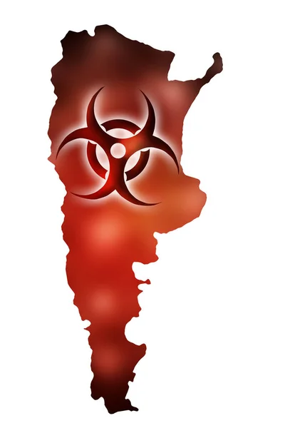 Biohazard Sign Background Contour Map Argentina Red Glow Concept New — Stock Photo, Image