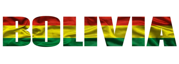 Palavra Bolívia Nas Cores Bandeira Boliviana Acenando Nome País Fundo — Fotografia de Stock