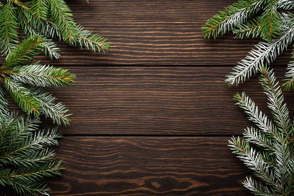 Fondo Navidad Año Nuevo Con Ramas Abeto Lado Derecho Izquierdo —  Fotos de Stock