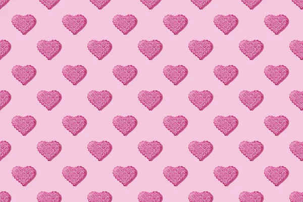 Valentines Den Hladký Vzor Růžové Srdce Růžovém Pozadí Pozdrav Vhodné — Stock fotografie