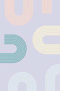 Sevimli minimalist soyut boho renk posterleri. Vektör illüstrasyonu