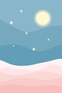 Minimalizm tarzında soyut bir manzara. Poster, pankart ve kartlar için uygun. Vektör illüstrasyonu