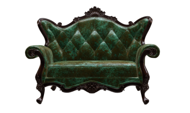 3 boyutlu klasik deri kanepe şeffaf arka planda izole edilmiş.