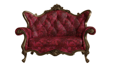 3 boyutlu klasik deri kanepe şeffaf arka planda izole edilmiş.