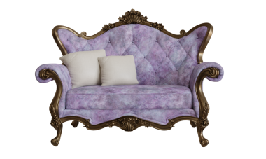 3 boyutlu klasik çiçekli kanepe şeffaf arka planda izole edilmiş.